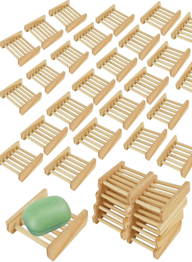 LOPYXBR 60 PCS Bamboo Soap Dish for Shower 3.3x3.5x0.7 Inch Wooden Soap Holder Self Draining Bamboo Soap Holder Handmade Wooden Soap Dish for Bar Soap Wood Soaps Tray for Bathroom, Shower, Kitchen - Image 1